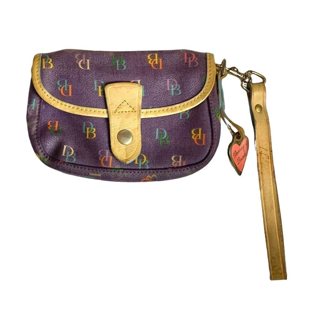 Authentic Vintage Dooney & Bourke Logo colorful Small Purple wrist Wristlet